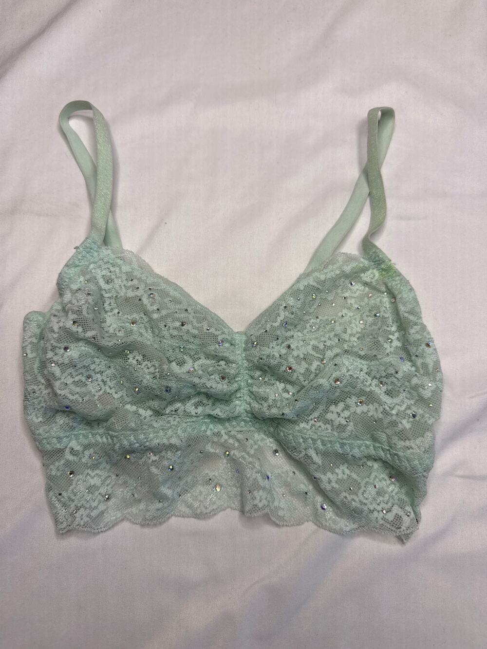 Victoria's Secret Pink Rhinestone Lacey Bralette Small Mint